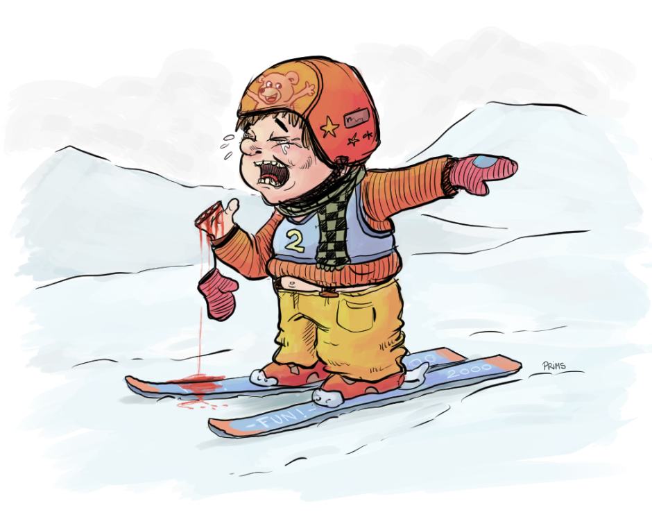 Dessin : Pleurniche au ski