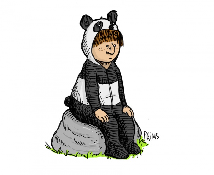 Dessin, BD : Pause en costume de panda