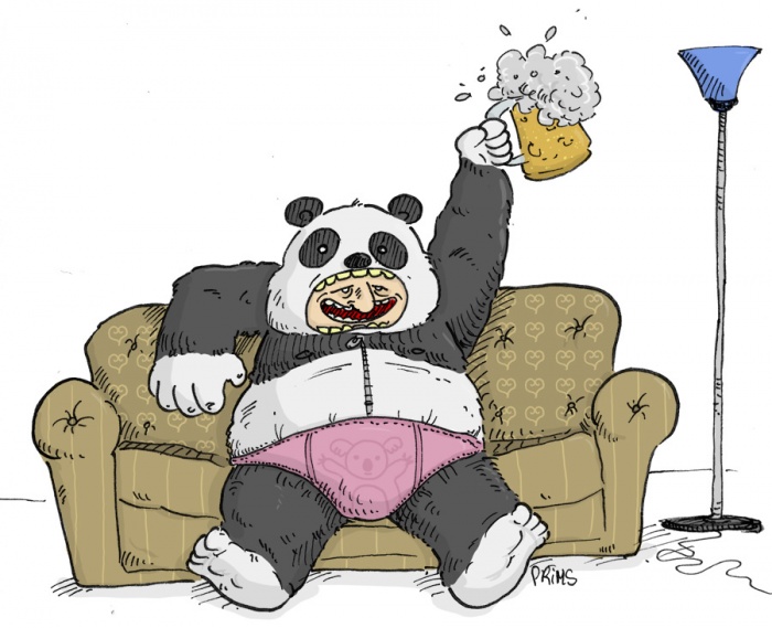 Dessin : Panda sur canapé