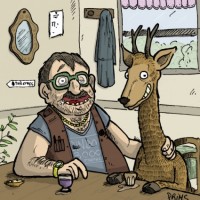 Dessin : Chevreuil au bar
