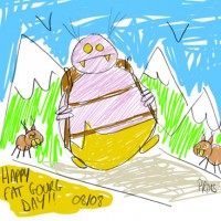 Dessin : Le Fat Gourg &agrave; la montagne
