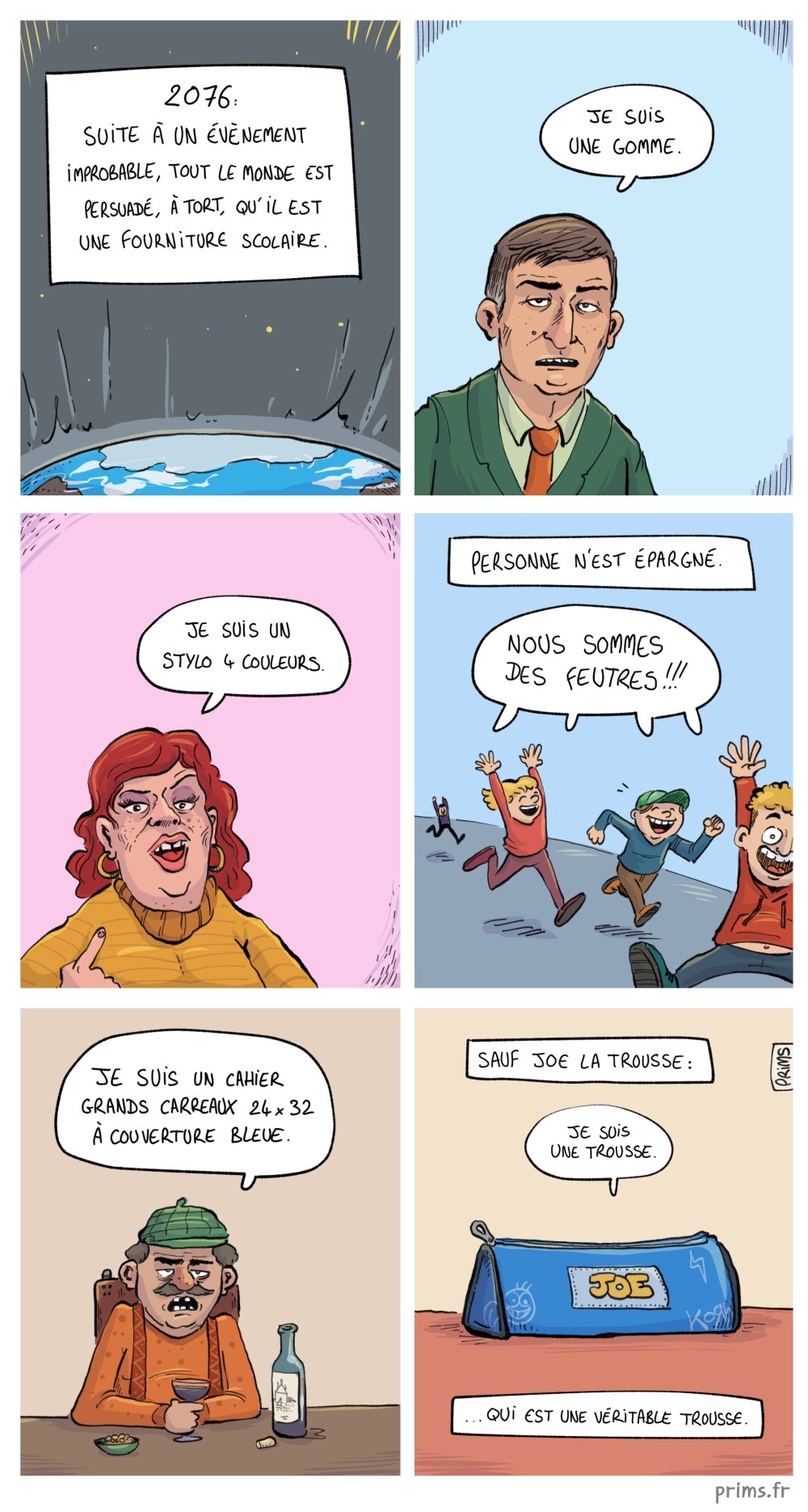 BD humour : Tout le monde se prend pour des fournitures scolaires 