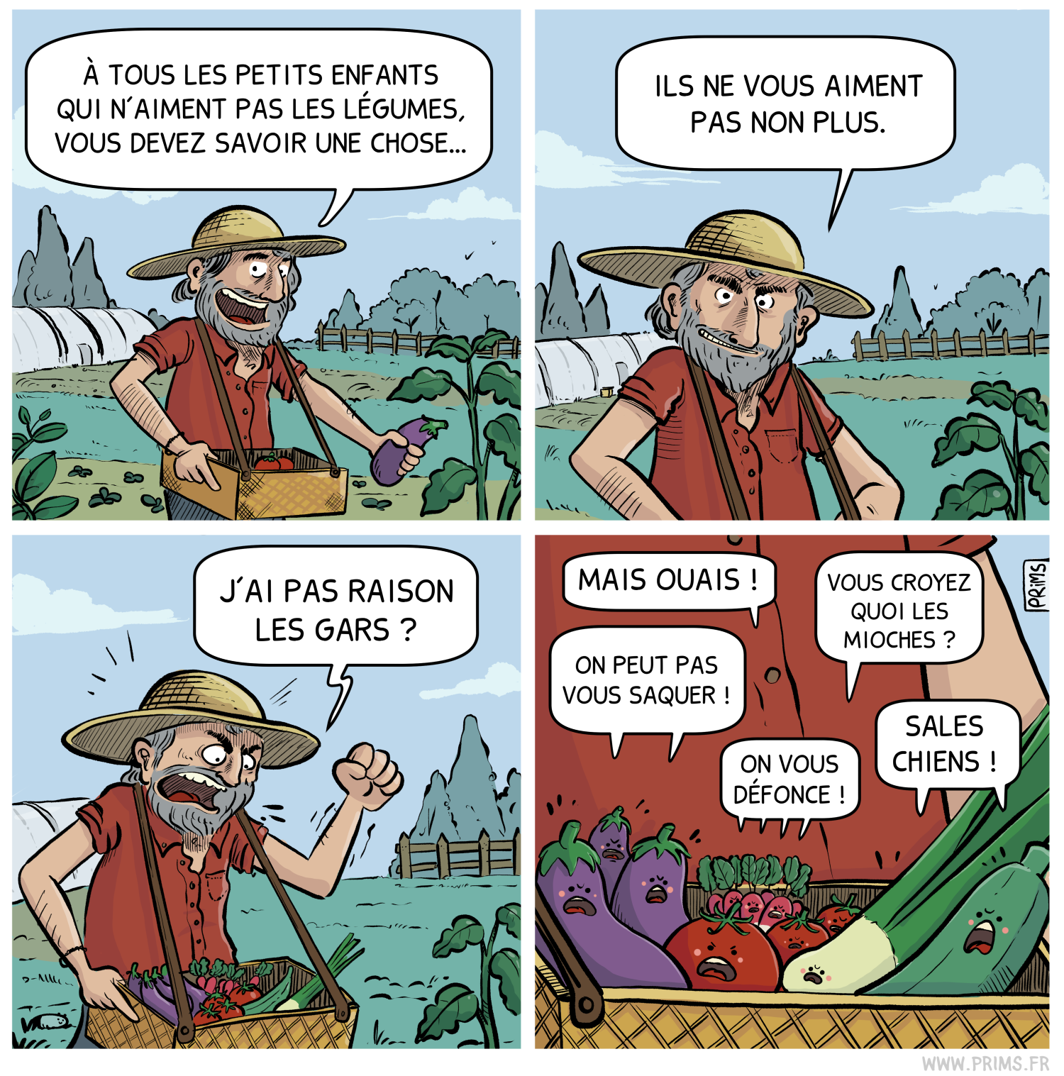 Dessin, BD : J'aime pas les l&eacute;gumes - par Prims