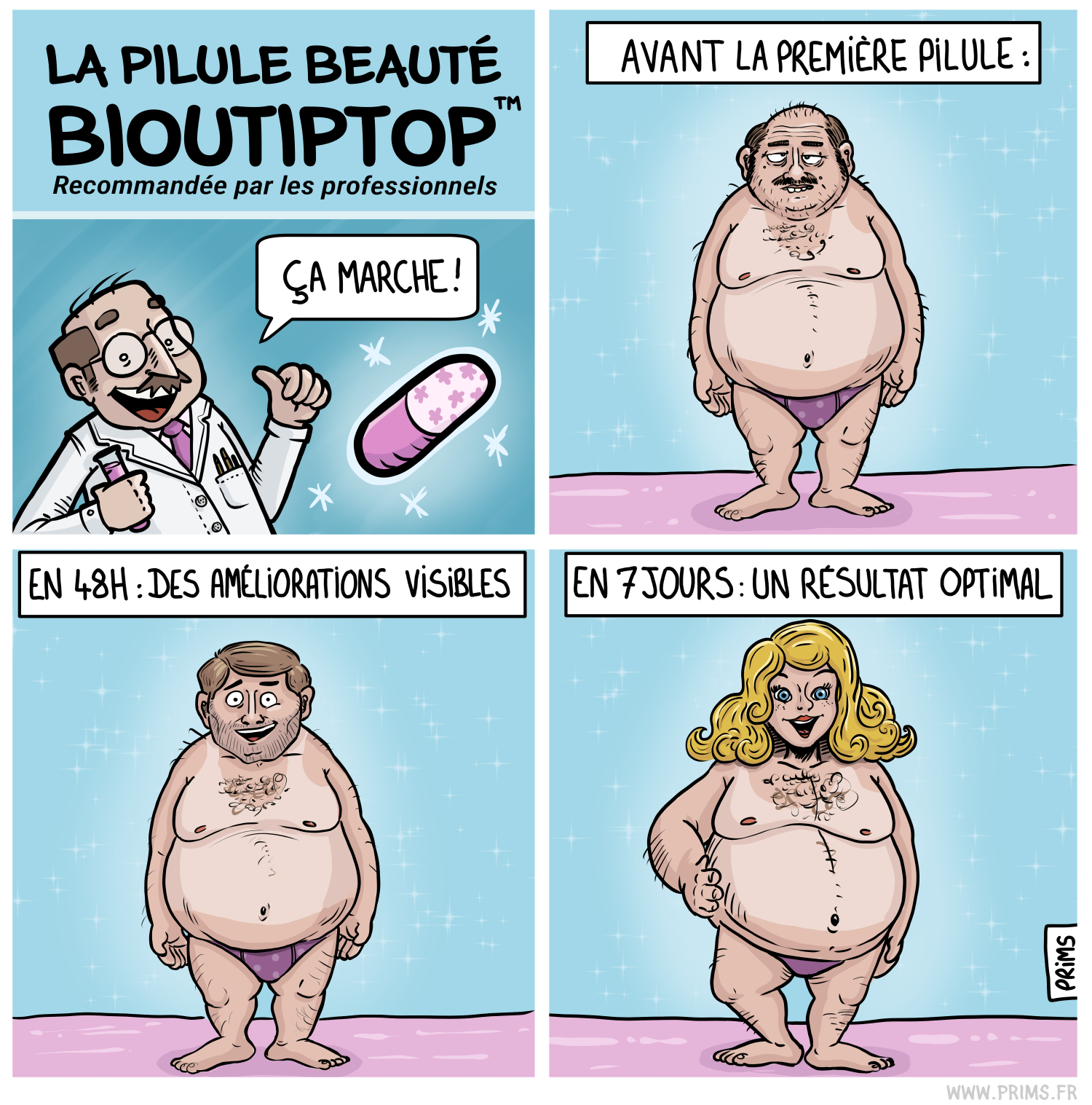 Dessin, BD : Pilule beaut&eacute; - par Prims