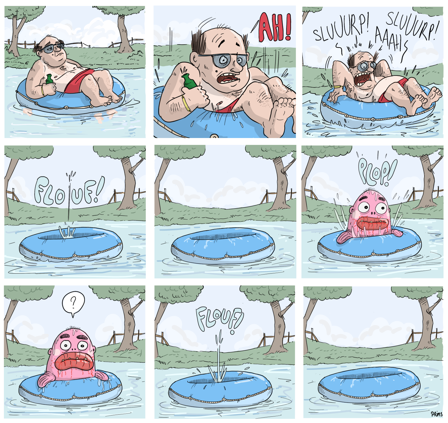 Dessin, BD : Dans la bou&eacute;e - par Prims