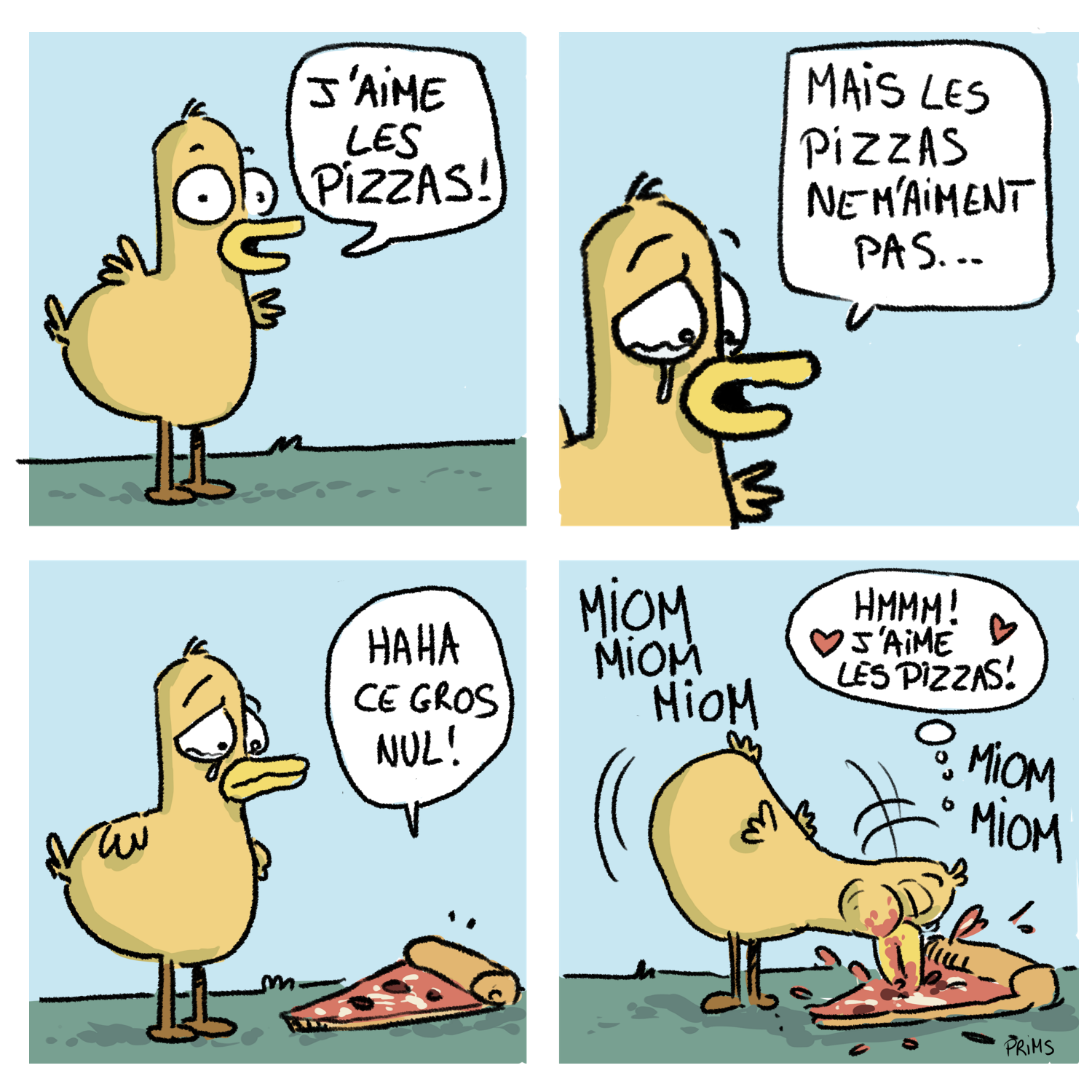 Dessin, BD : J'aime la pizza - par Prims